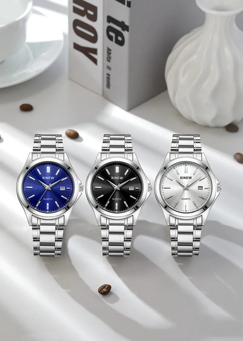 Luxury Men’s Quartz Watch – Stainless Steel & Date Feature