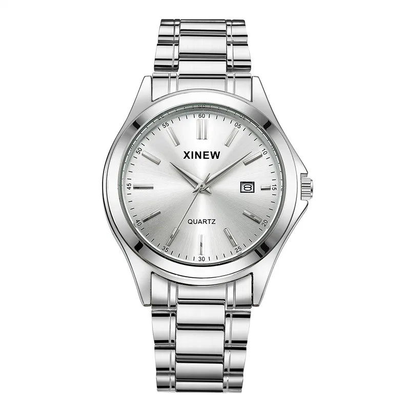 Luxury Men’s Quartz Watch – Stainless Steel & Date Feature