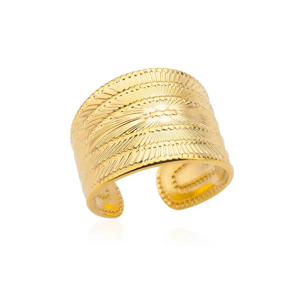 Luxury Gold-Plated Geometric Stainless Steel Ring – Adjustable Minimalist Desig