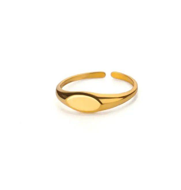 Luxury Gold-Plated Geometric Stainless Steel Ring – Adjustable Minimalist Desig