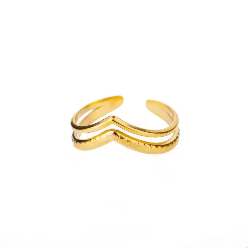 Luxury Gold-Plated Geometric Stainless Steel Ring – Adjustable Minimalist Desig