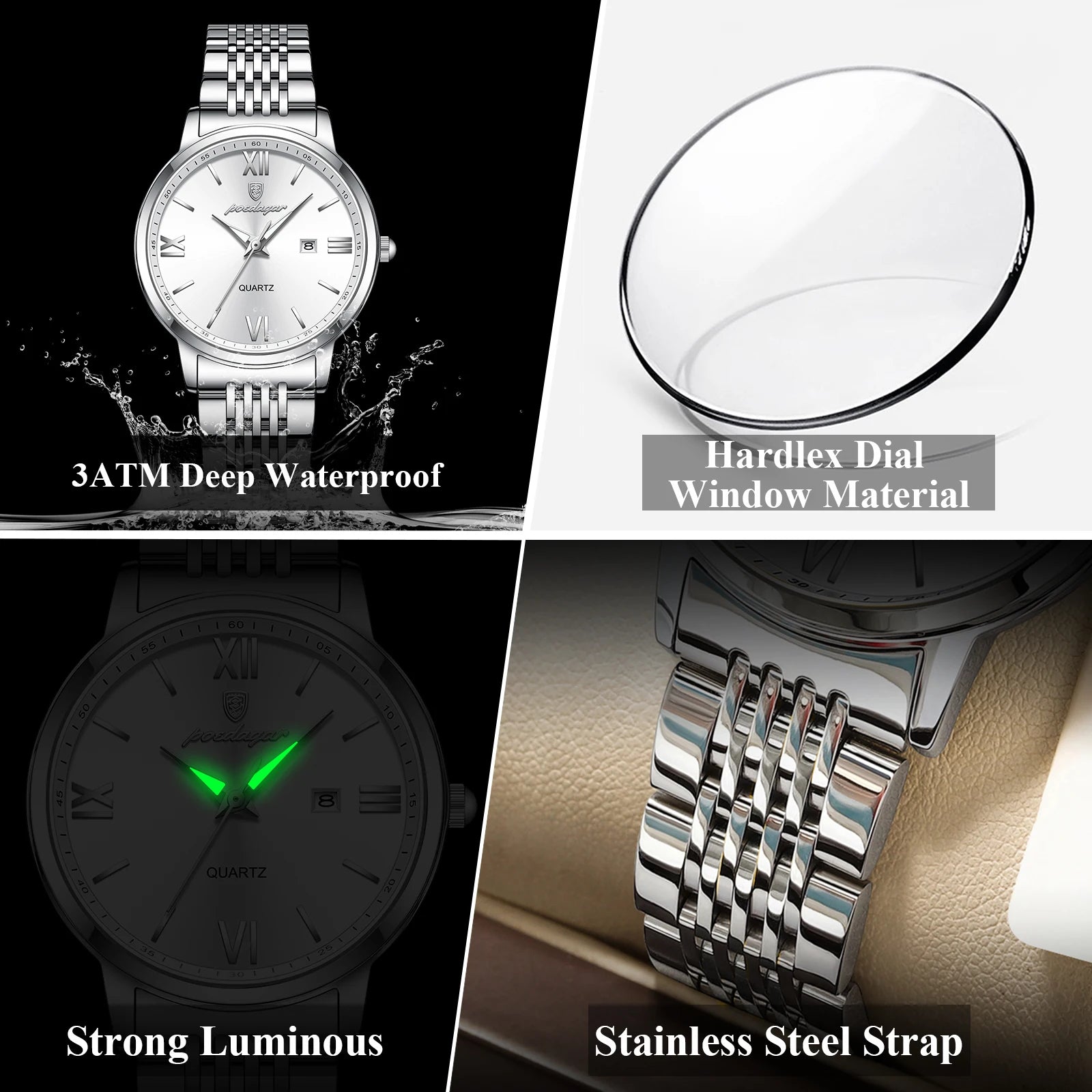 Luxury Women’s Quartz Watch – Luminous & Date Feature