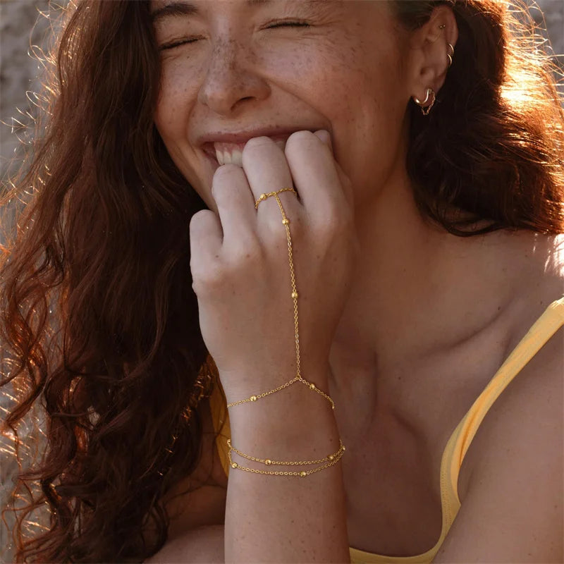 Luxury Women’s Multilayer Finger Ring Bracelet – Minimalist Elegance